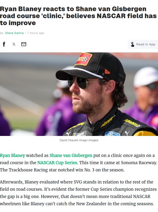SVG’s Road Course Masterclass Leaves Blaney Frustrated