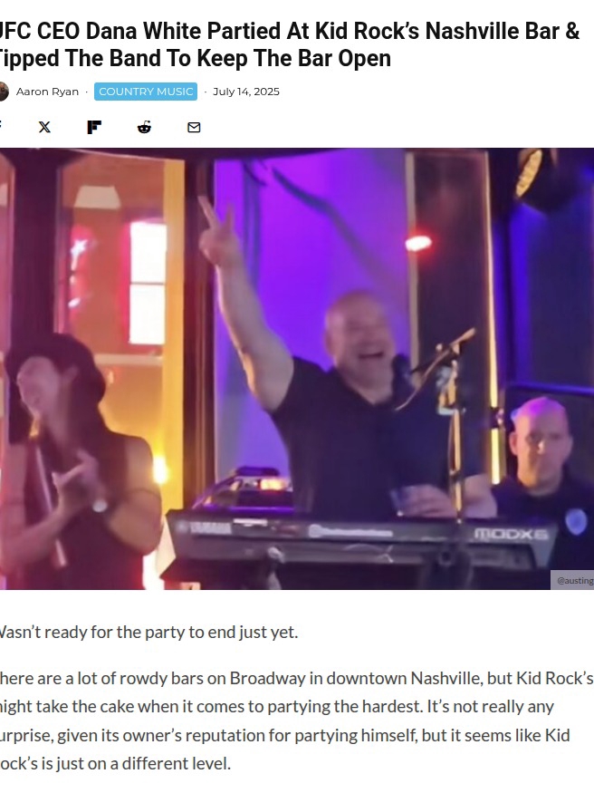 Dana White Keeps Kid Rock’s Bar Rockin’