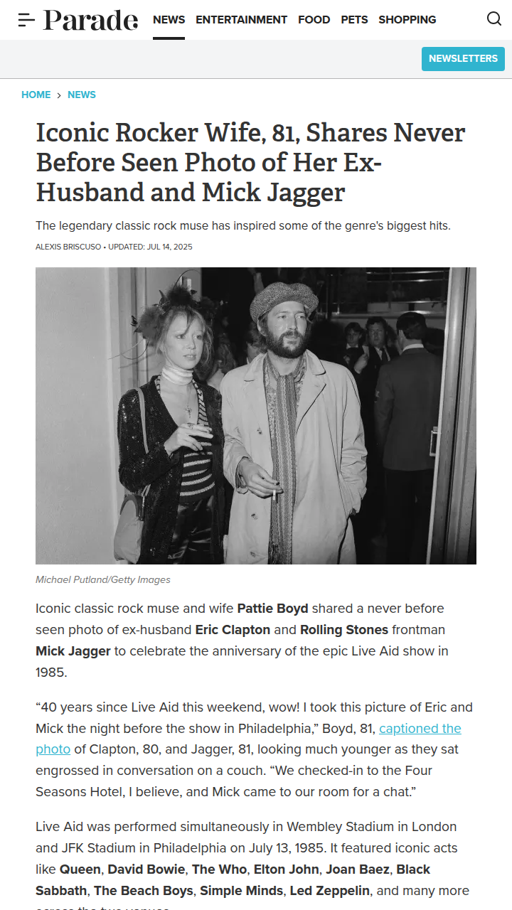Pattie Boyd Drops Clapton & Jagger Throwback 📸
