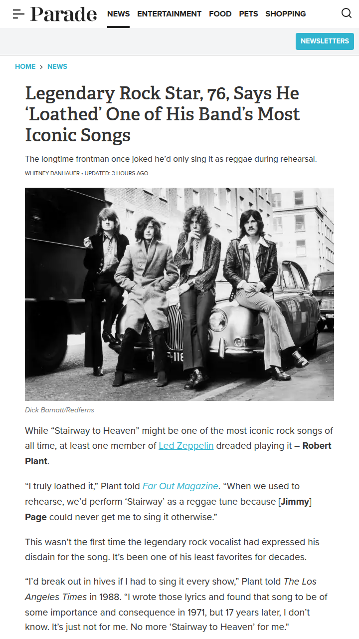 Robert Plant Hated ‘Stairway’?! 😱