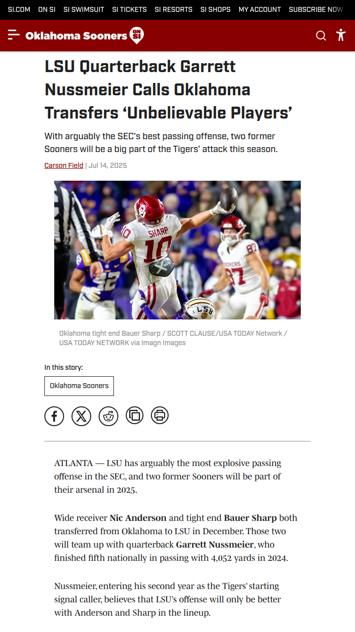 Sooner Stars Set to Ignite LSU Offense