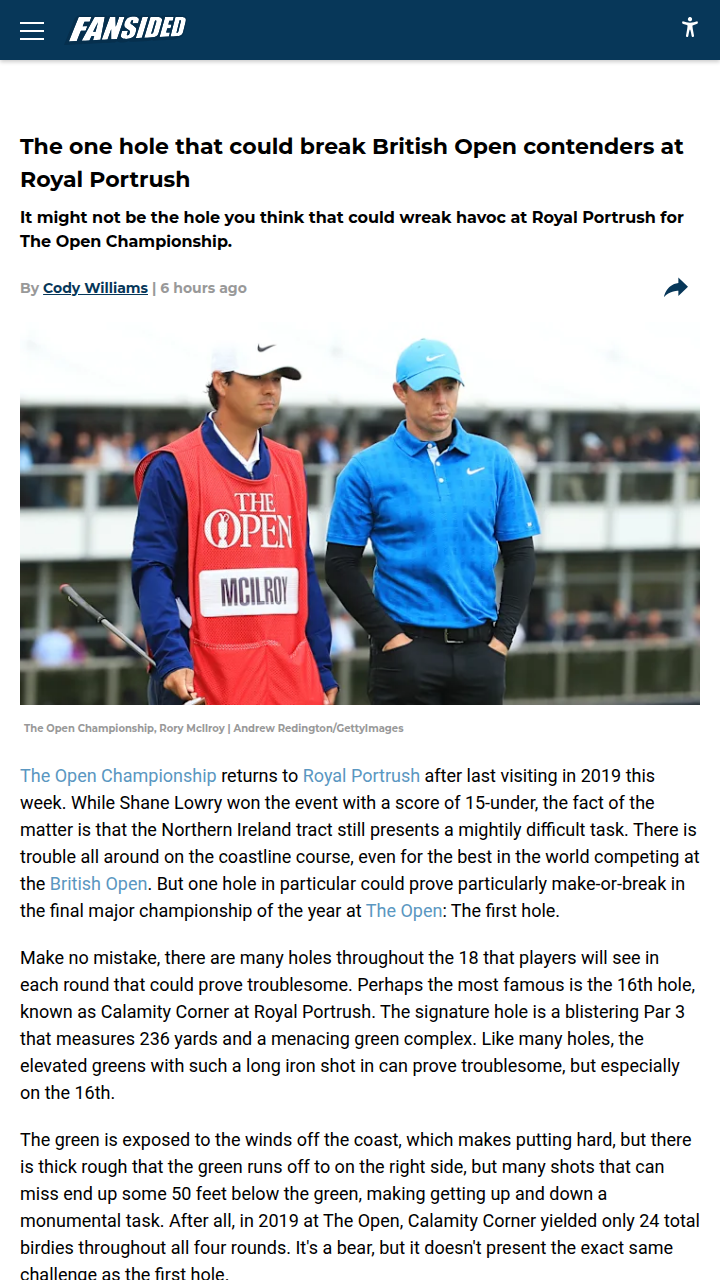 Portrush’s First Hole: Silent Tournament Killer?