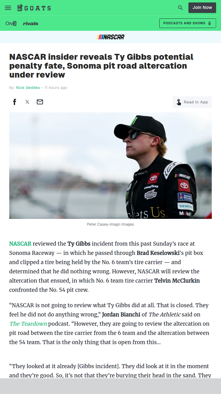 Ty Gibbs Cleared, Pit Road Drama Lingers