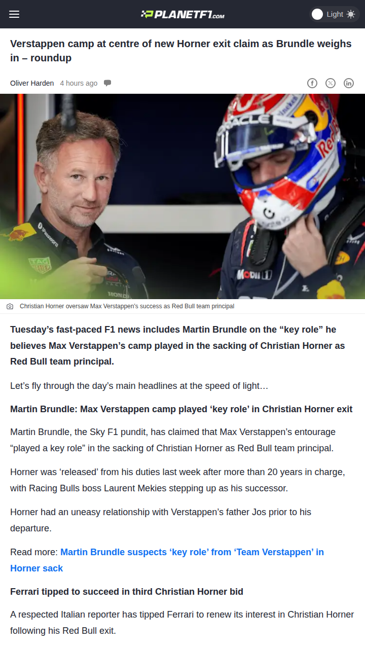 Did Team Verstappen Oust Horner?