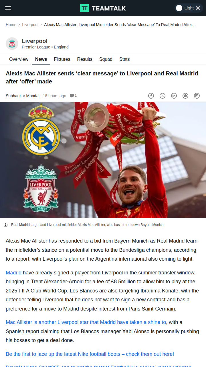 Mac Allister Snubs Bayern: Reds or Madrid Next?