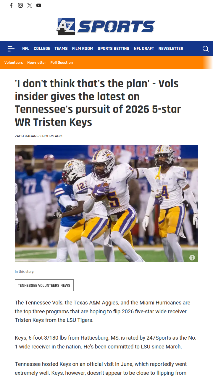 Will Tristen Keys Flip? Vols Still in the Mix