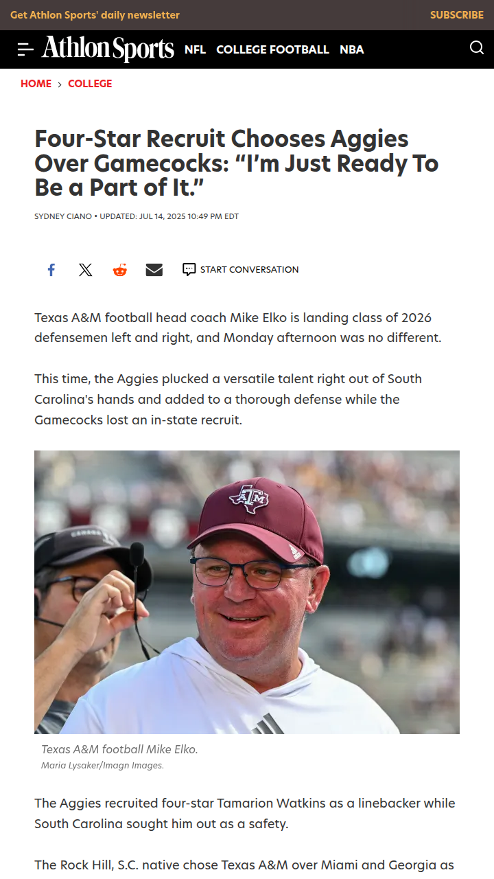 Aggies Steal Top Recruit from Gamecocks!