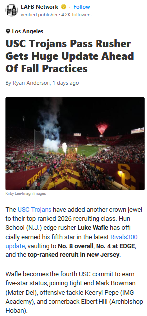 USC Wins Coast-to-Coast Battle for Wafle
