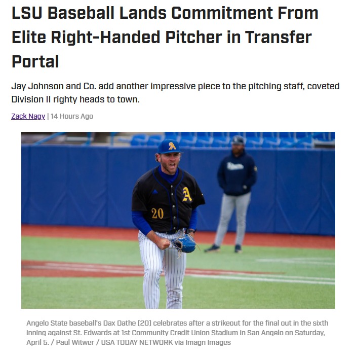 LSU Snags D-II Ace Dax Dathe!
