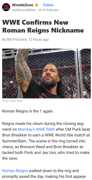 Roman Reigns Unveils 'OTC1' Nickname!