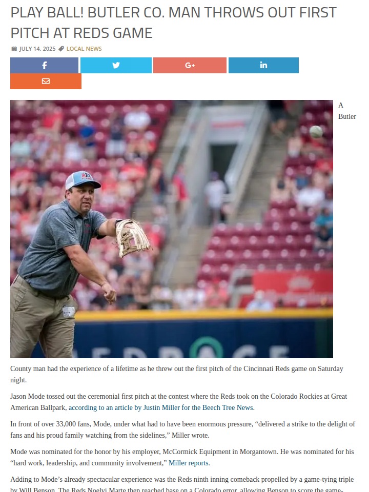 Local Hero Nails First Pitch, Reds Rally!