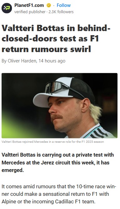 Bottas Back in Silver? Mercedes Test Sparks Rumors