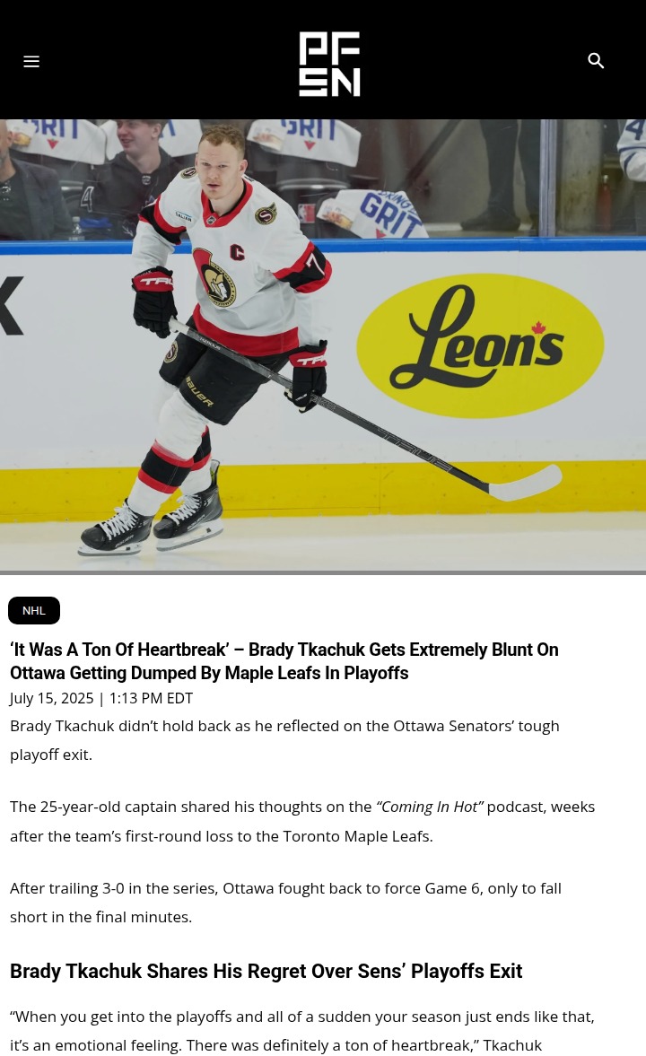 Tkachuk’s Heartbreak: Sens-Leafs Rivalry Stings