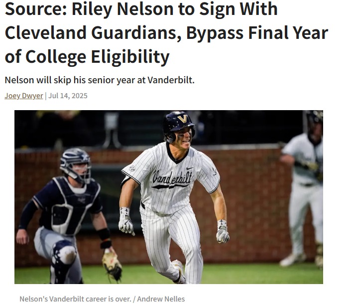 Riley Nelson Chooses Guardians Over Vandy
