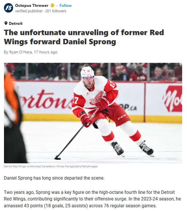 Sprong’s NHL Slide: KHL Next Stop?