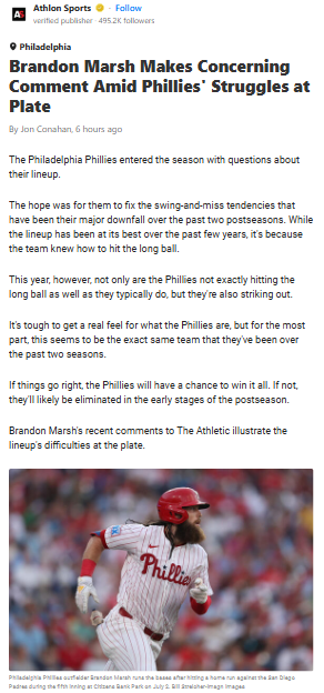 Marsh Calls Out Phillies’ Approach