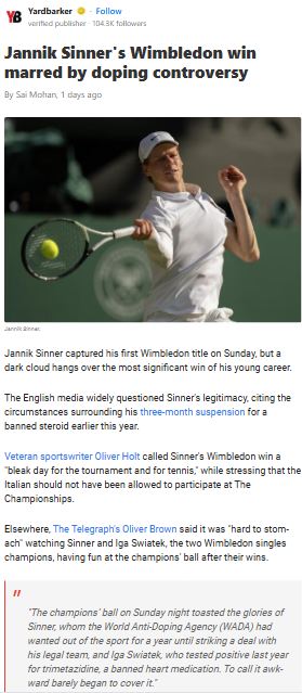 Sinner’s Wimbledon Glory: Fair or Tainted?