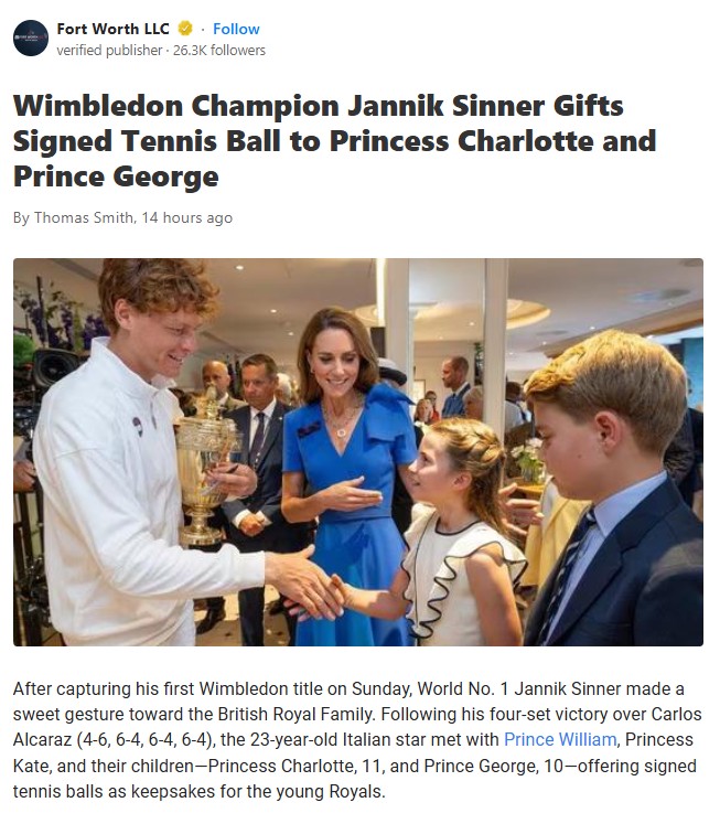 Sinner’s Royal Wimbledon Moment