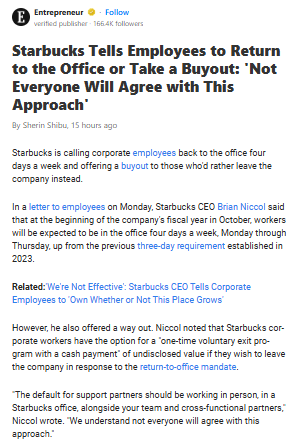 Starbucks’ Office Ultimatum: Stay or Go?
