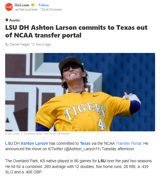 Ashton Larson Joins the Longhorns!