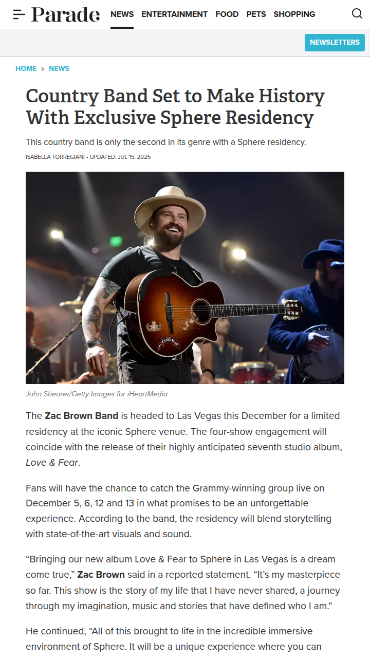 Zac Brown Band vs. Kenny Chesney at Sphere? 🤔