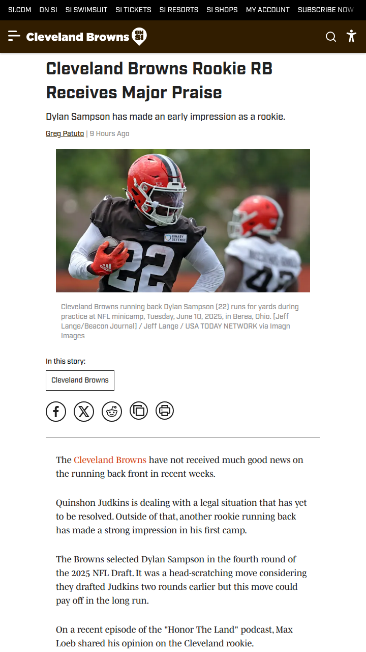 Is Dylan Sampson the Browns’ Next Star RB?