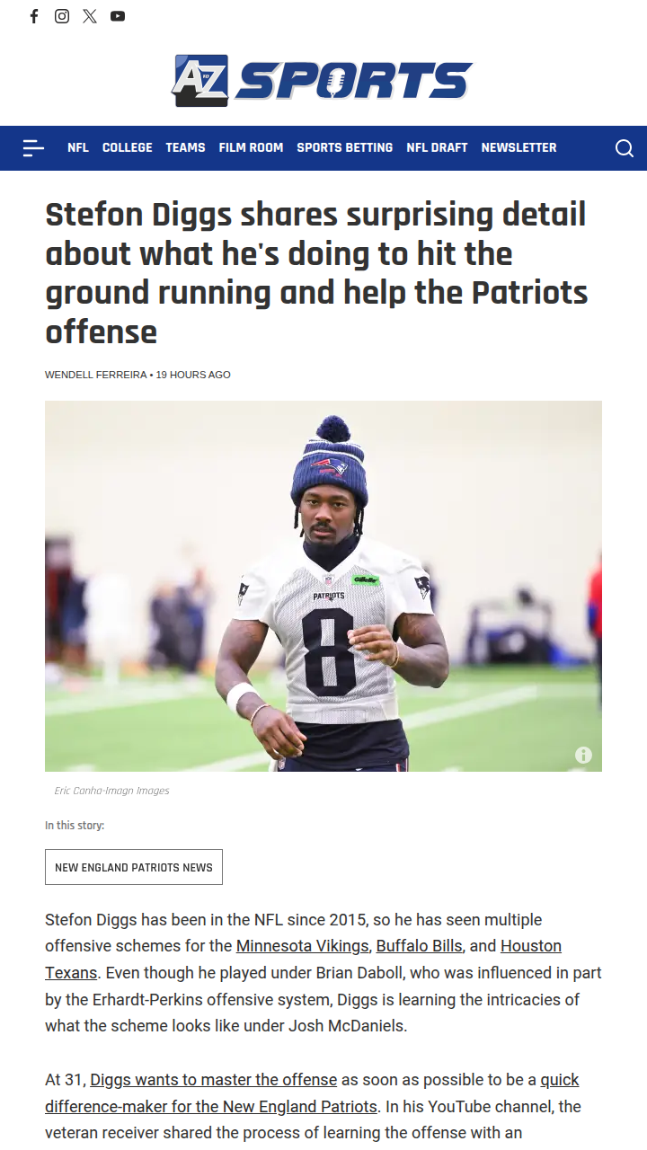 Diggs Deep Dives Into Pats Playbook