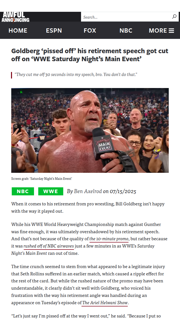 Goldberg’s Farewell Gets the Axe—Fair or Foul?