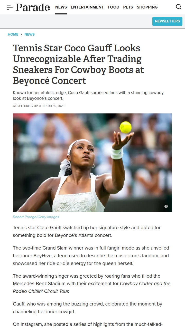 Coco Gauff Goes Full BeyHive at Beyoncé Show