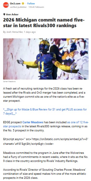 Wolverines Land Five-Star EDGE Phenom!