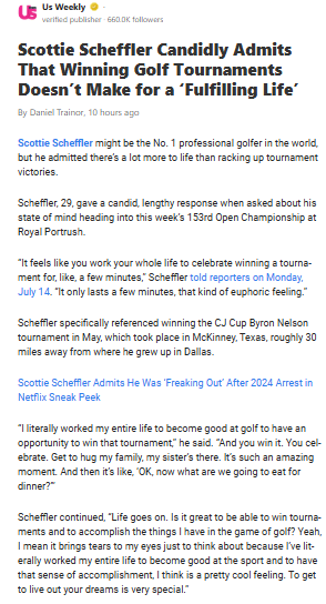 Scheffler Gets Real: More Than Just Wins