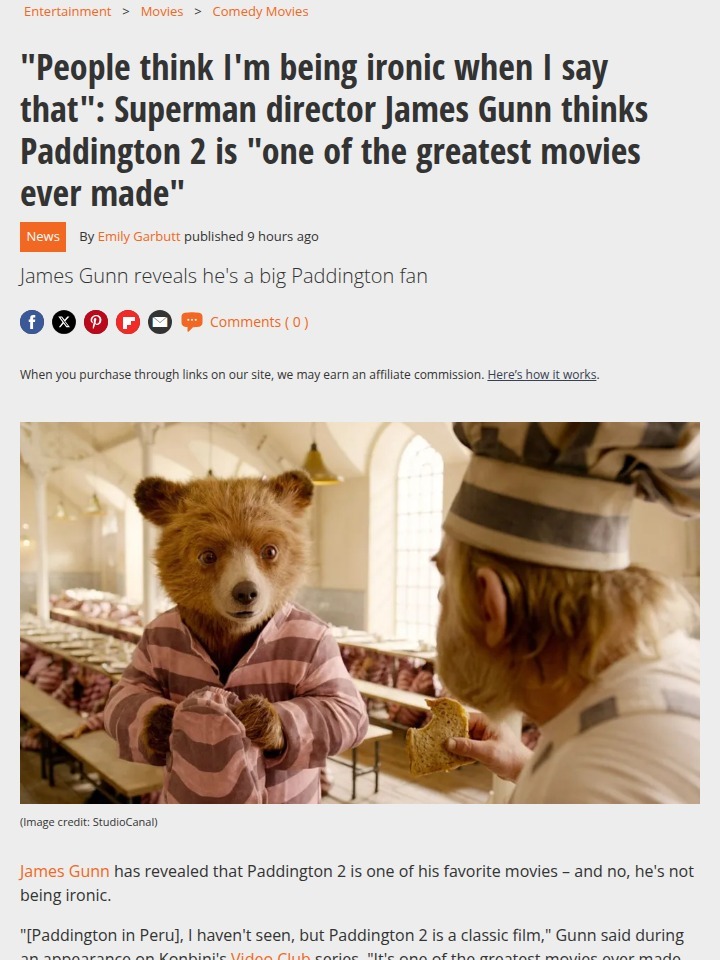 James Gunn’s Paddington 2 Hot Take 🐻