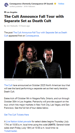 Cult Drama: Death Cult Set Returns! 🎸