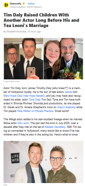 Tim Daly’s Surprising Hollywood Family