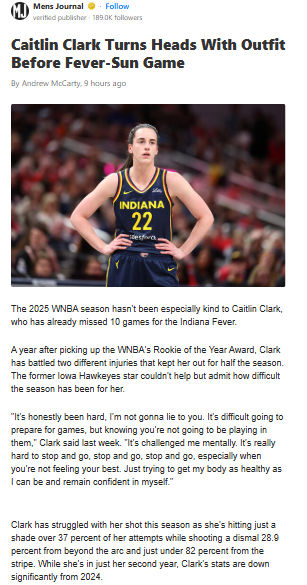 Caitlin Clark’s Pre-Game Look Sparks Buzz