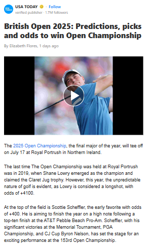 Scheffler vs. Rory: Portrush Showdown Looms