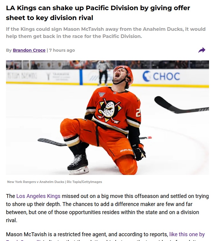 Should the Kings Go All-In on McTavish?