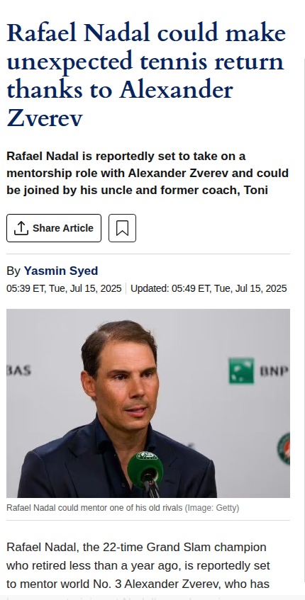 Nadal’s Comeback? Mentoring Sascha Zverev!