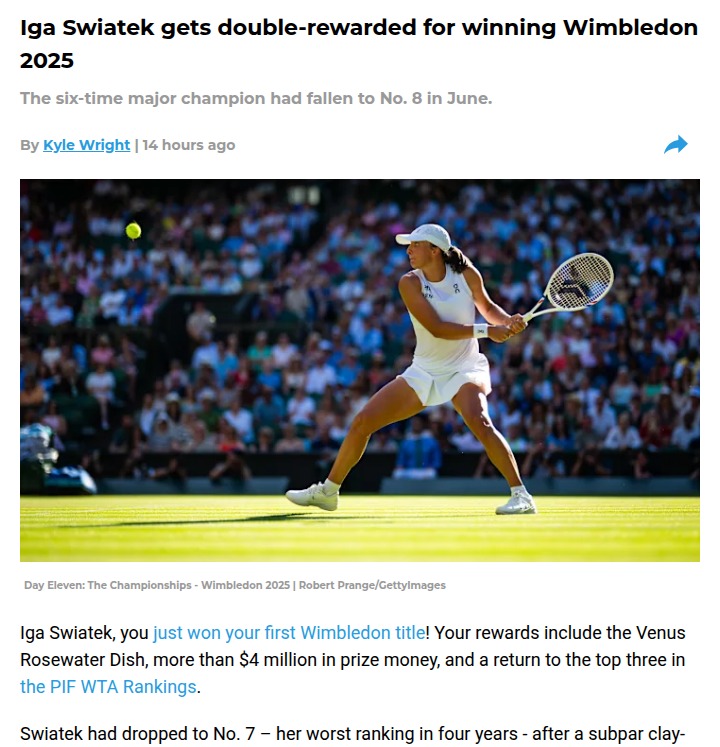 Swiatek’s Wimbledon Win Shakes Up WTA!