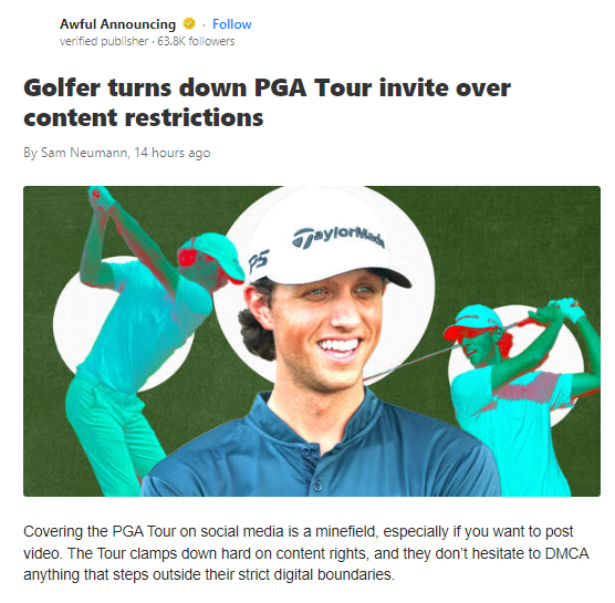Grant Horvat Snubs PGA Tour Over Filming Ban 🎥