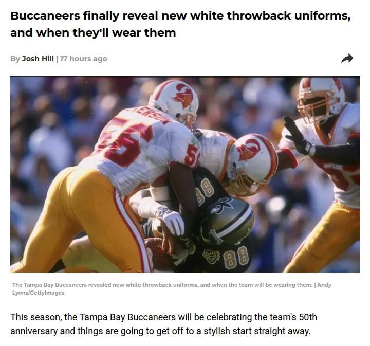 Bucs Drop Retro Whites for 50th Season!