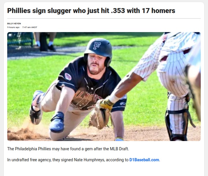 Phillies Nab Undrafted Power Bat Humphreys