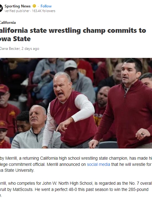 California Wrestling Star Picks Iowa State!