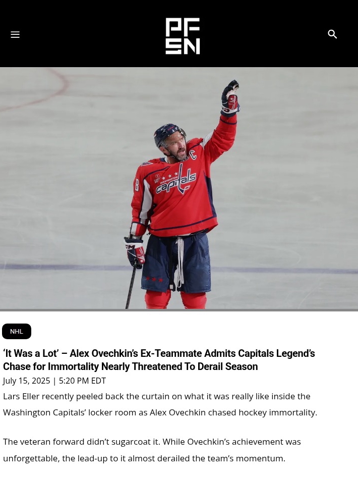 Ovi’s Record Chase: Locker Room Pressure?