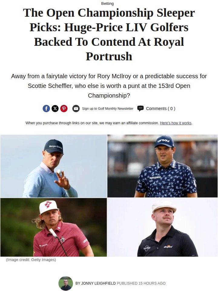 LIV Longshots Ready to Shake Up Portrush?