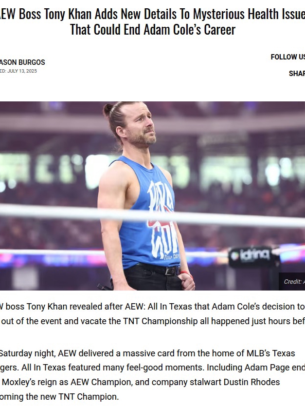 Adam Cole’s Shocking TNT Title Exit