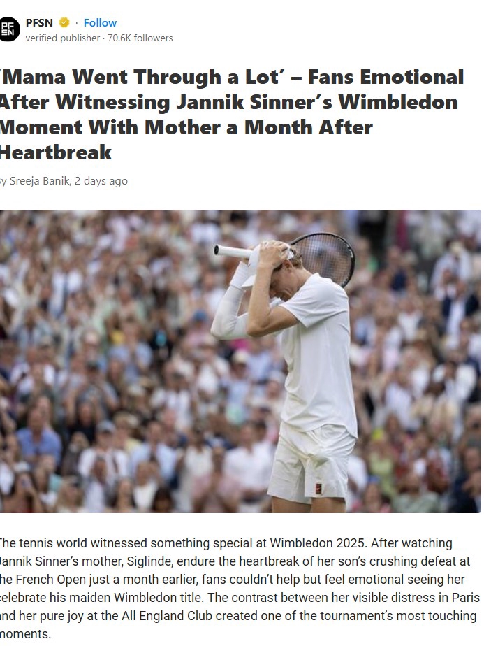 Sinner & Mom’s Wimbledon Redemption Arc