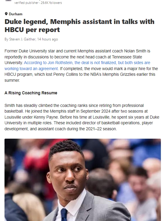 Nolan Smith Eyes TSU Head Coach Role?