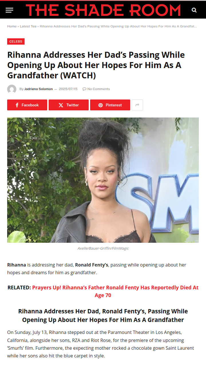 Rihanna’s Emotional Tribute 💔