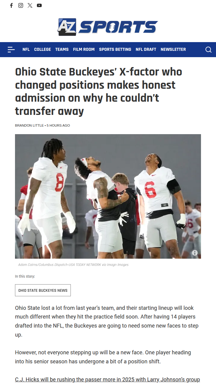 C.J. Hicks: Buckeye Loyalty Over Portal Hype